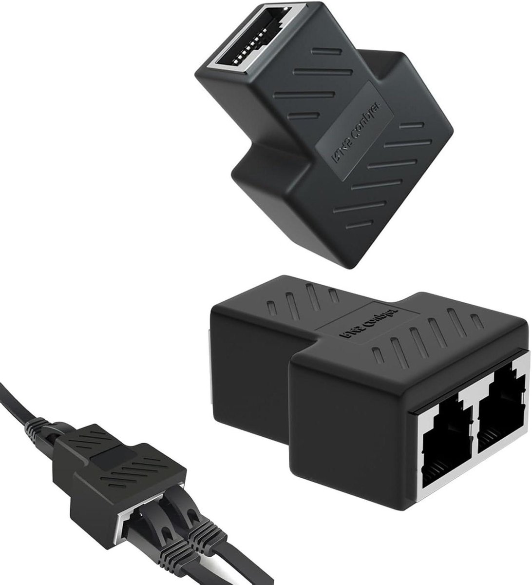 LAN Splitter Set - Ethernet Adapter - Netwerk Uitbreiden - 1 Op 2 Poorten - 2 Stuks - Zwart