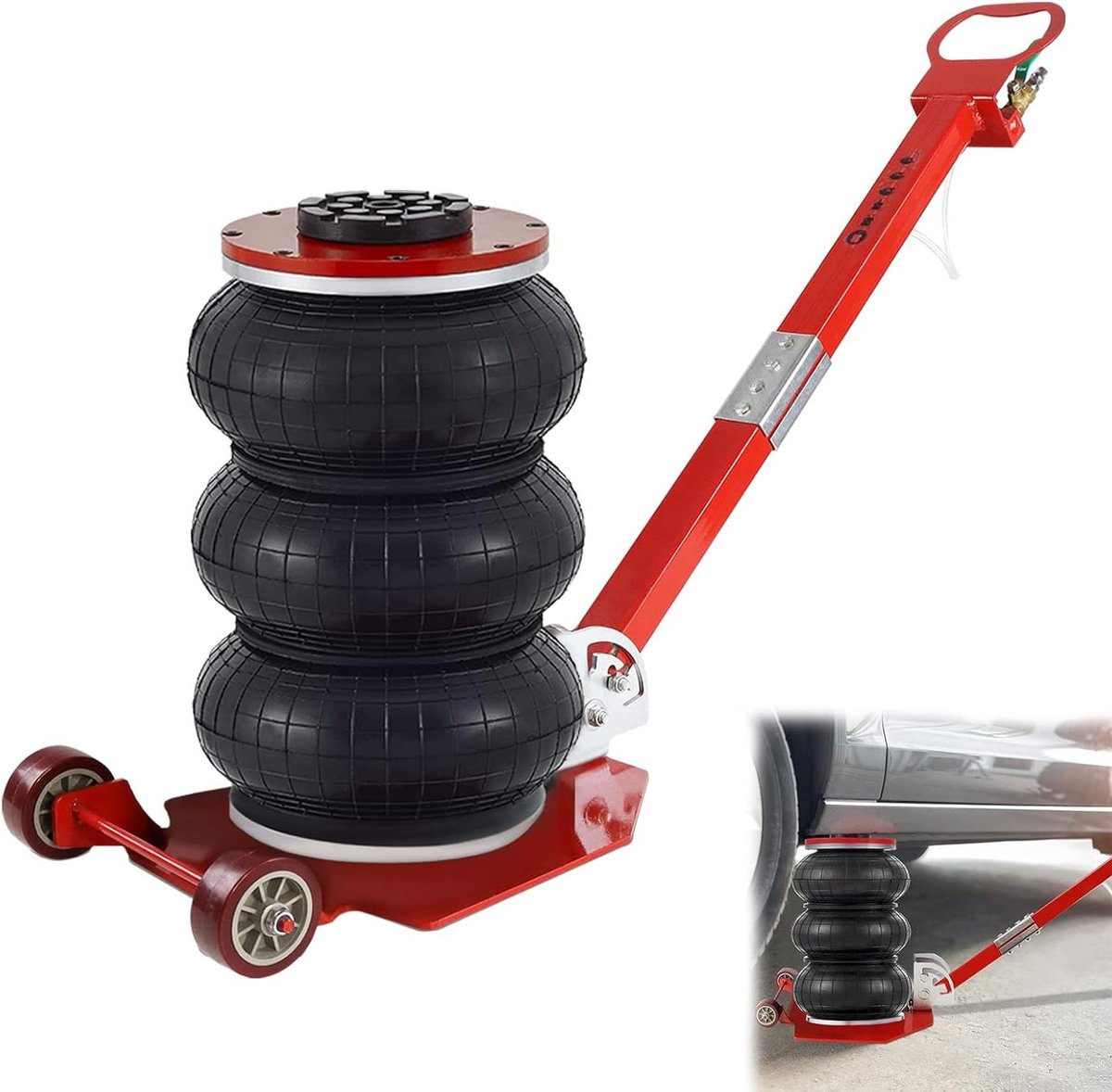 Pneumatische Auto Krik - Luchtkussen Krik Wagenheber - Auto Reparatie - Drievoudige Airbag Constructie - 3 Ton 150-400mm - Rood
