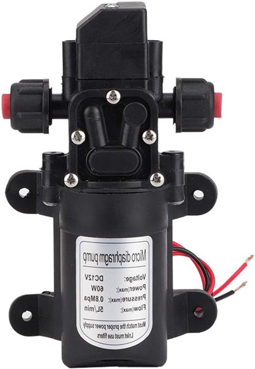 Automatische Waterpomp - Zelfaanzuigende Pomp - Water Transport - Ingebouwde Drukschakelaar - 12 Volt 5 LPM - Zwart