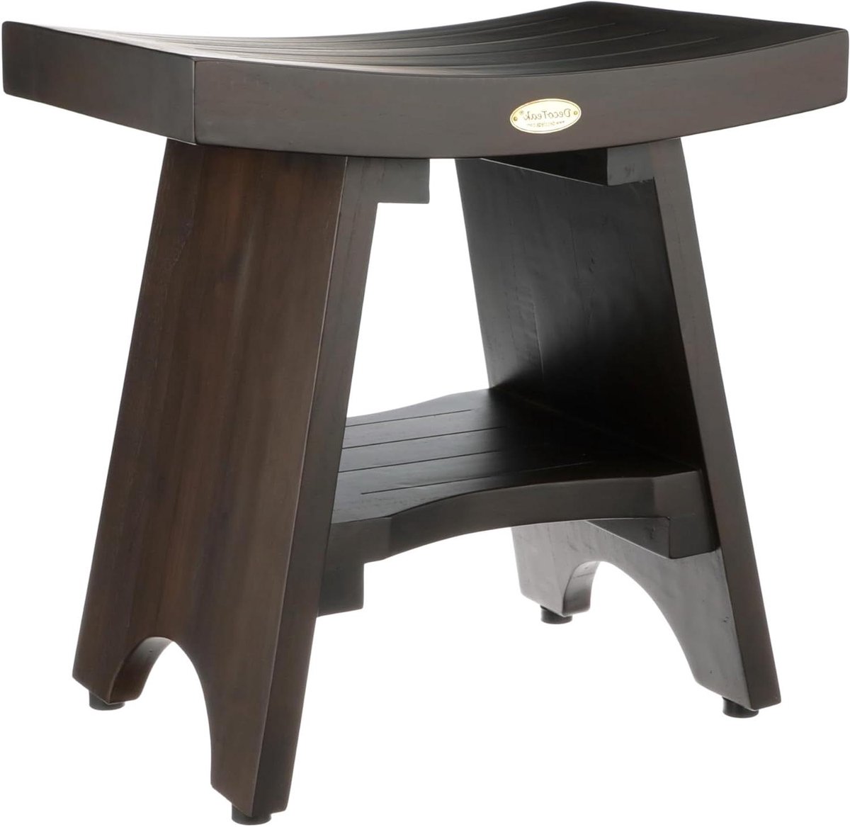 Douchekruk Hout - Badkamerkruk Hout - Douchen en Ontspannen - Met Opbergplank - 45 cm Hoog - Bruin