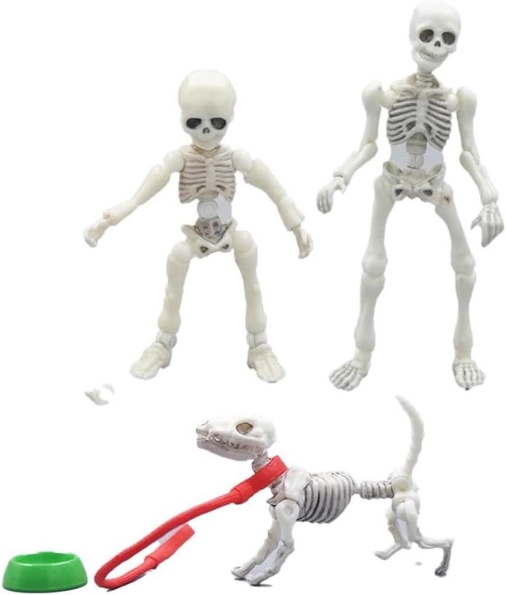 Skelet Beeldjes - Mini Schedel Figuren - Decoratie Huis - Beweegbare Gewrichten - 8 cm - Schedel