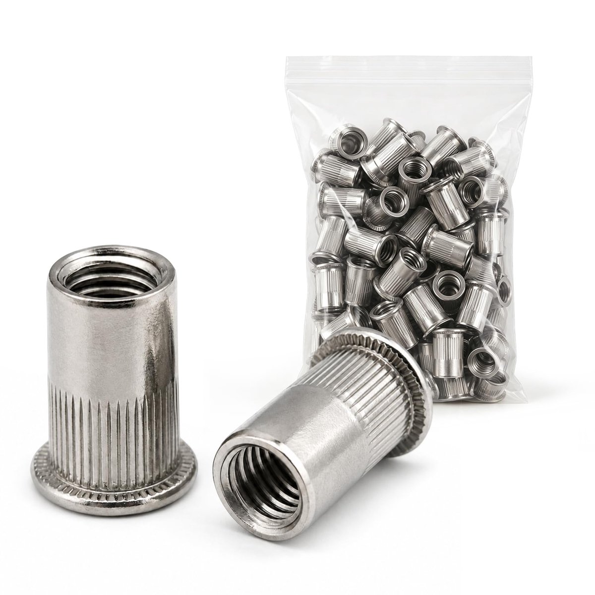 Blindklinkmoeren, ronde platte kop, schroefdraad, klinknagelmoeren (M6-50 stuks)