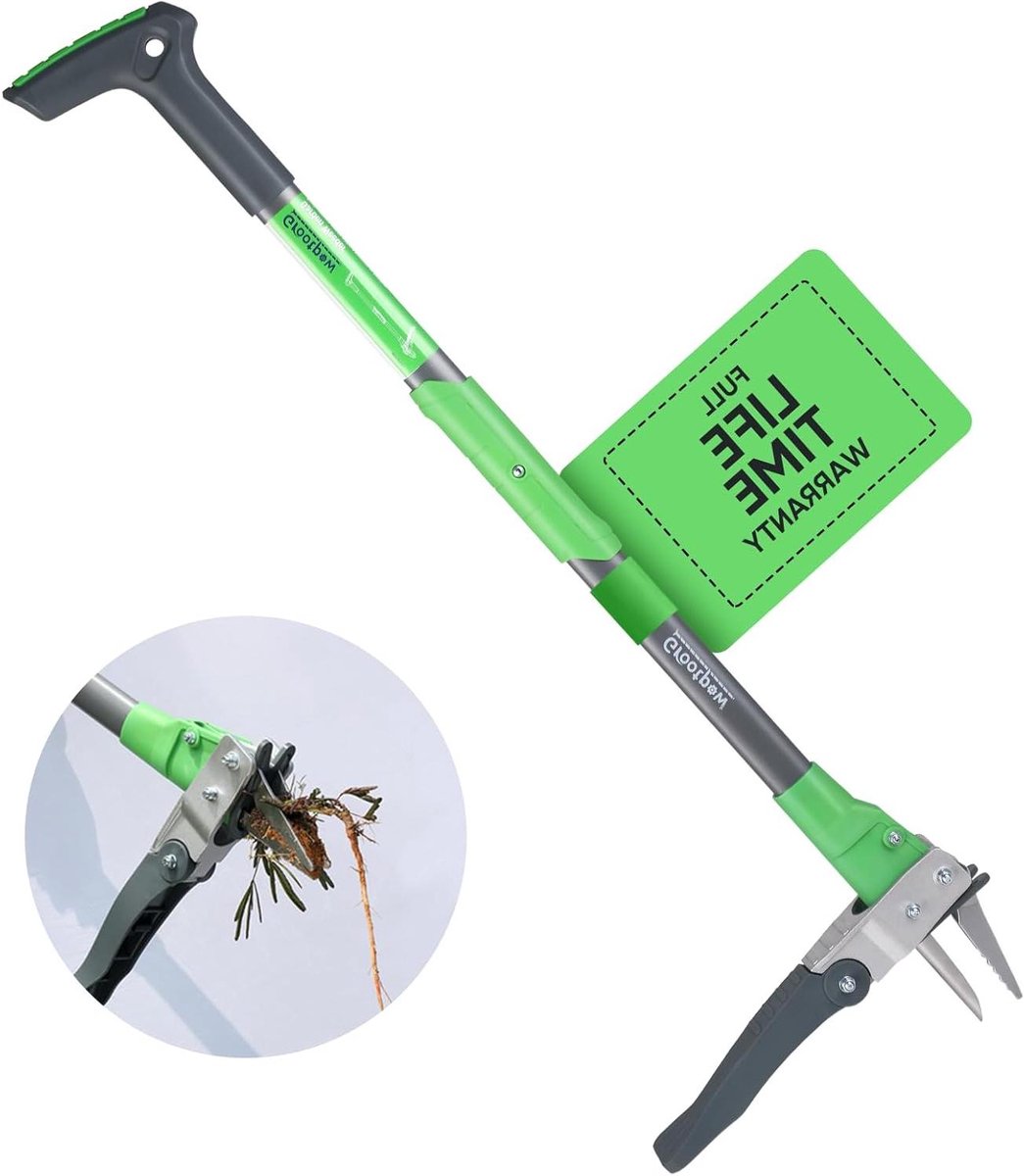 Staande Onkruidtrekker - Wiedtool Tuin - Onkruid Verwijderen - 3 Scherpe Klauwen - 40 Inch Handvat - Zilver