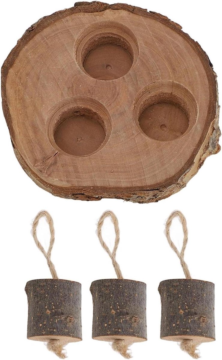 Houten Hamster Foerageerspeelgoed - Voederbakje Kleine Dieren - Verveling Verminderen - Appelhout Constructie - 14 x 13 x 4 cm
