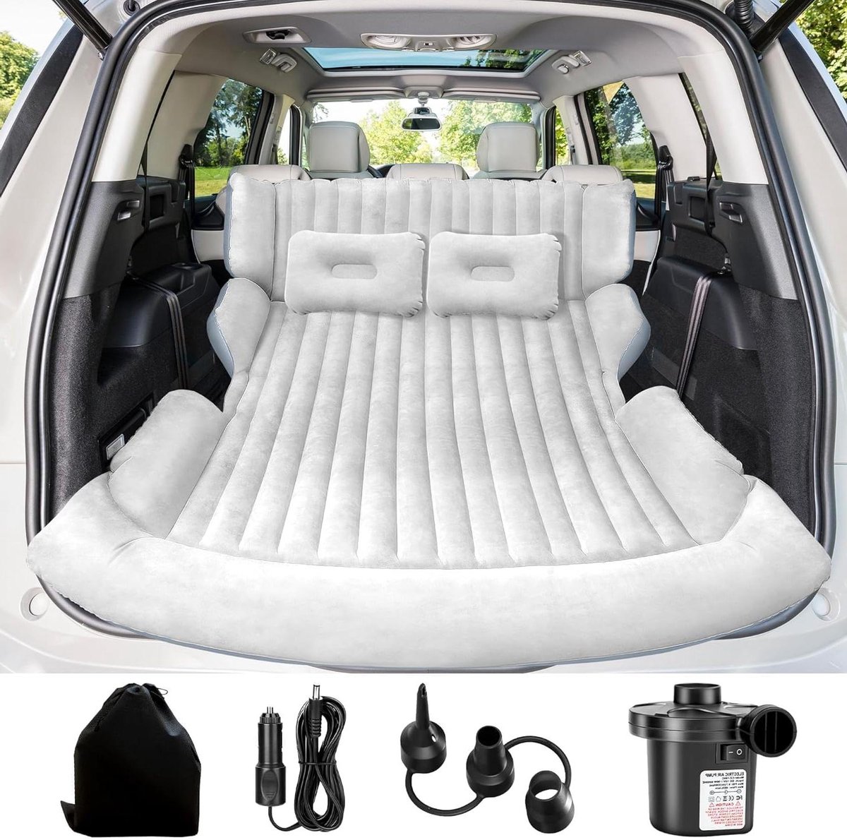 Luchtbed Auto - Luchtmatras SUV - Kamperen Reizen - Ergonomisch Ontwerp - 250 kg capaciteit - Grijs