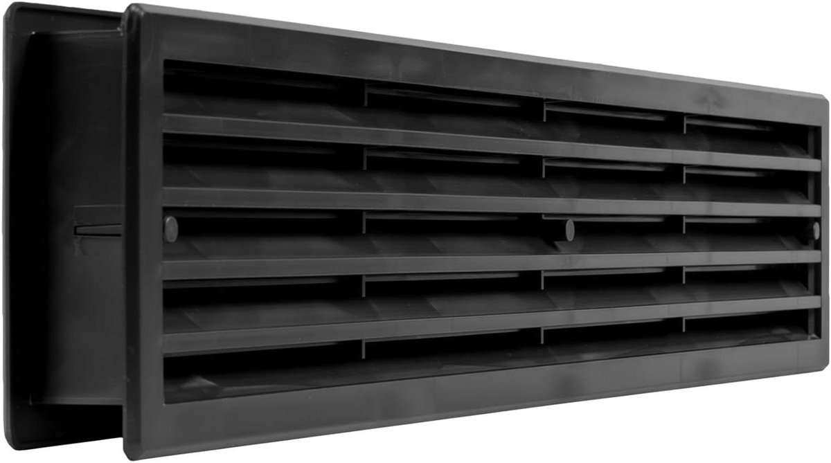 Badkamerdeur Ontluchtingsrooster - Ventilatiehoes Deur - Luchtcirculatie Creëren - Zonder Schroeven - 450x92mm - Zwart