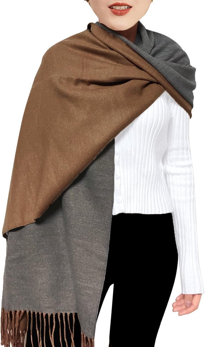 Sjaals en doeken voor dames, omkeerbare kasjmier sjaal, omkeerbare schouderdoek, lange grote warmtesjaal met kwastjes, voor bruiloftsgeschenken