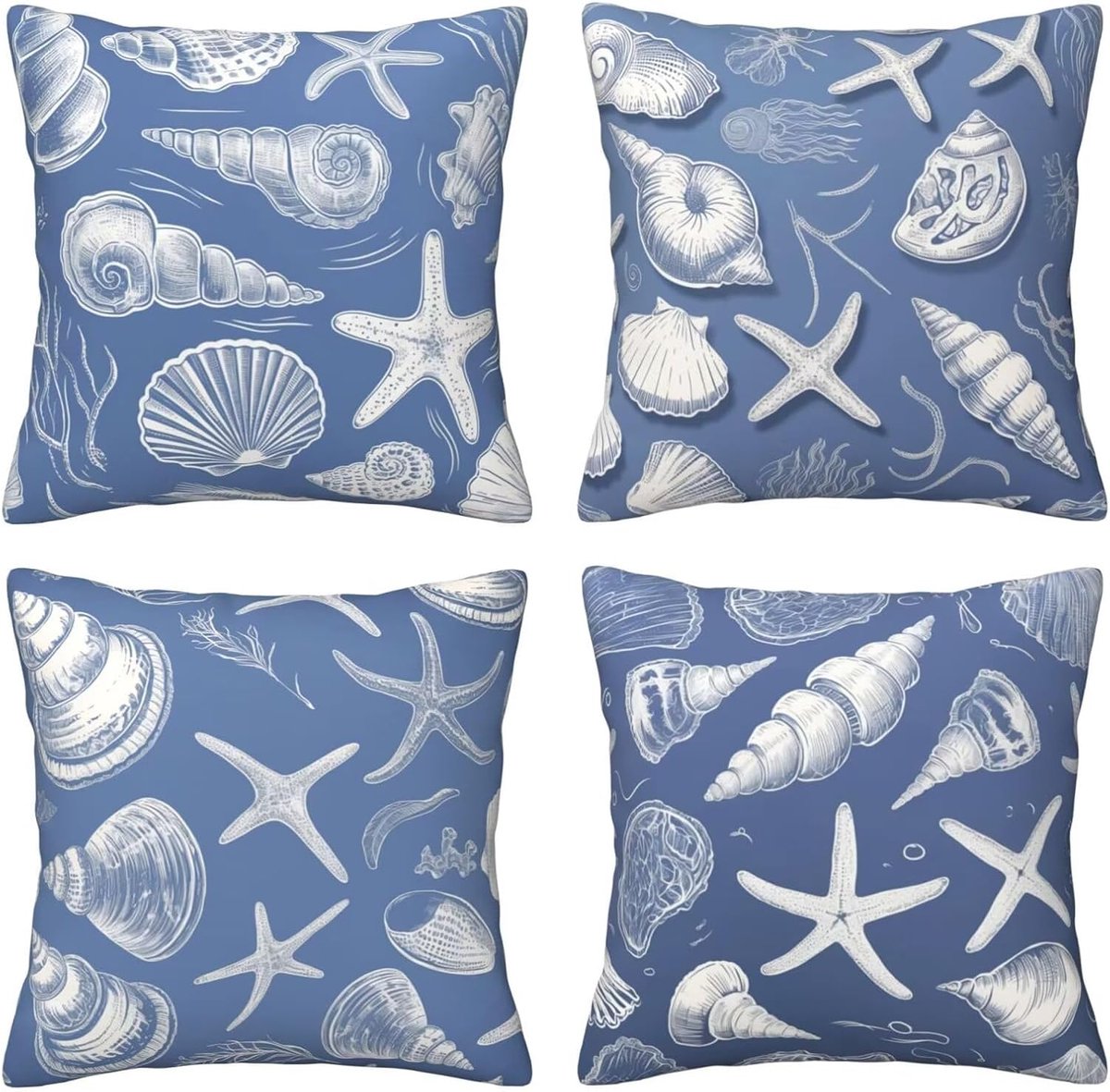 Kussenhoezen, zeesterschelp, behaaglijk, kussenhoes met onzichtbare ritssluiting, zacht, wollig, bankkussen, wasbaar, voor terras, bank en woonkamer, decoratie, D2173