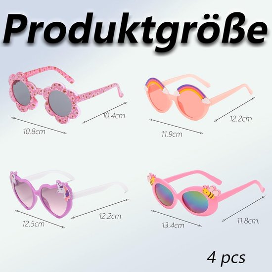 Kinderzonnebril 3 jaar - Pack 4 stuks lichte robuuste UV-bescherming voor dagelijks gebruik outdoor activiteiten van Merkloos — afbeelding 2