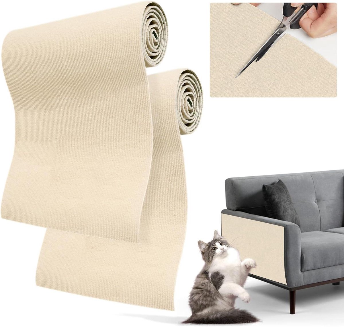 Katten Krabmat - Krabtapijt Kat - Meubels Beschermen - Zelfklevend Ontwerp - 200 x 40 cm - Beige