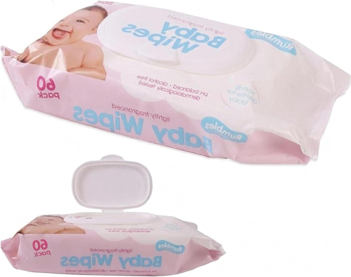 Babydoekjes - Vochtige doekjes - Baby verzorging - Alcoholvrij en zacht - 64 stuks - Wit