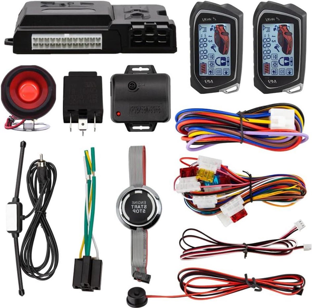Auto Alarm Systeem - Beveiligingsset Motor Start - Voertuig Beveiligen - LCD Pager Display