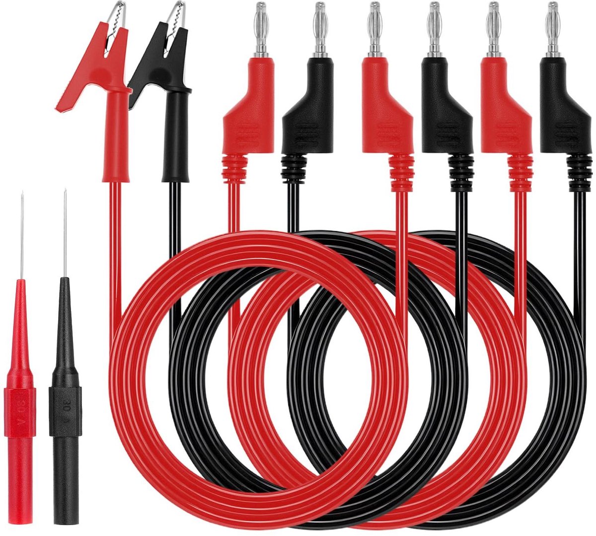 Multimeter Meetkabelset - Testkabels Krokodilklem - Elektrische Tests - Veelzijdige Toepassingen - 1 meter - Zwart