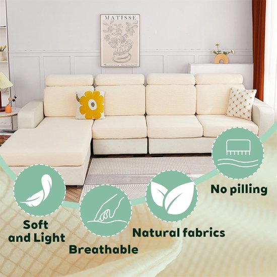 Zitkussenhoezen Caravan - Camper Bankhoezen - Bescherming Interieur - Waterafstotend Materiaal - L65-100cm B45-65cm - Beige — afbeelding 5