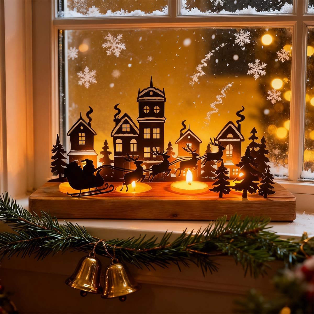 Kandelaar Adventskrans - Adventskaarsen Houder - Kerstsfeer Creëren - 4 Kaarsen Plaatsen - 28 cm - Zwart – foto 3