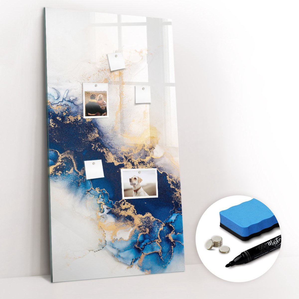Tulup Whitebord - Marmer abstractie - 60 x 120 cm - Veelkleurig Magneetbord Design - Gratis 5 Sterke Magneten + Whiteboard Marker & Wisser - Scandinavisch Design Bord - Magneetbord Design - Organiseer Je Bureau
