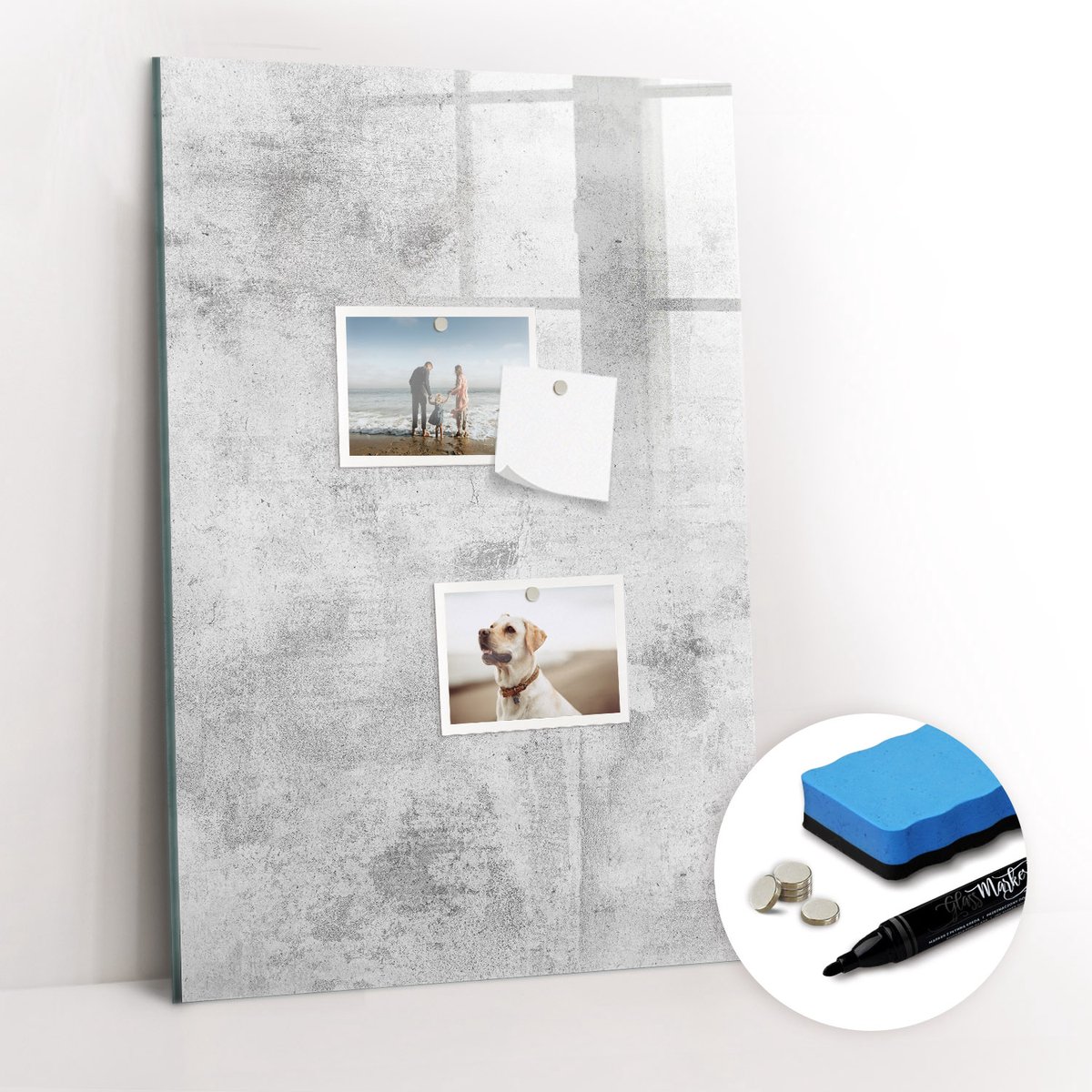 Tulup Whitebord - Betonnen muur - 40 x 60 cm - Grijs Memo Bord - Gratis 5 Sterke Magneten + Whiteboard Marker & Wisser - Moderne Wanddecoratie - Magnetisch Bord Kind - Notitiebord Werkplek