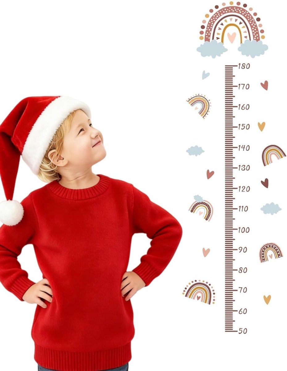 Duimstok voor kinderen, muurstickers, kinderschaal, groeidiagram van het kind, kinderstok, wandstang voor kinderen, hoogtetafel, muursticker, kinderen (bruin)