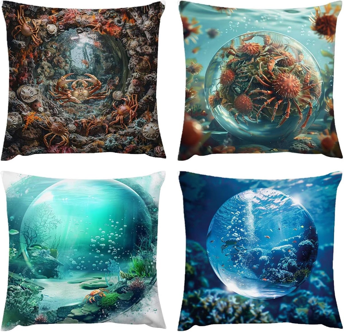 kussen, 50 x 20 inch, kussensloop, outdoor, waterdicht, zeekrabkussen, 50 x 50 cm, set van 4, verborgen rits, bankkussen, sierkussen, decoratief, tuin, bank, woonkamer, bed, C-204