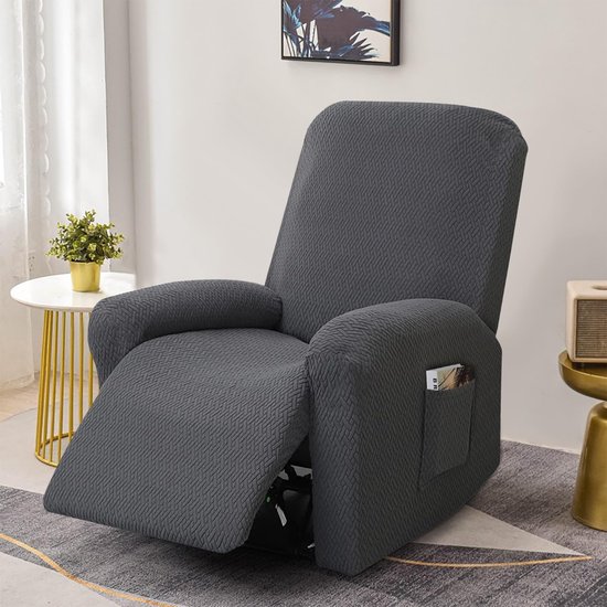 4-delige set, all-inclusive stoelovertrek, stoelbeschermer voor relaxstoel en televisiestoel, stretch, wasbare stoelhoes met zakken, voor televisiestoel, ligstoel — afbeelding 4