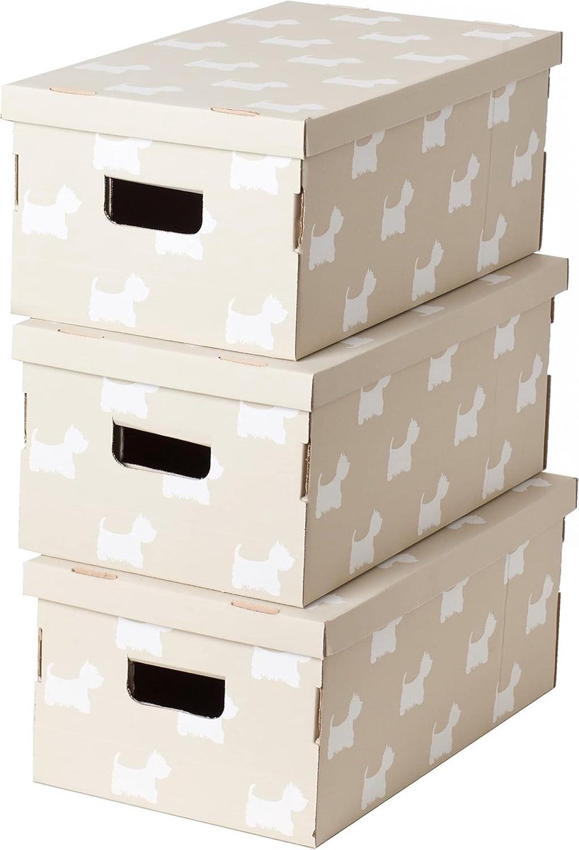 Opbergdozen Set - Hondjes Decoratie - Huis Ordenen - Recyclebaar Karton - 51 x 29 x 20 cm - Multi-Colour
