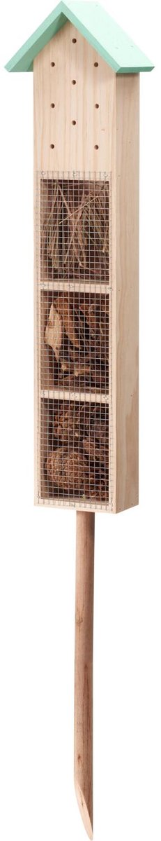 Pro Garden Insectenhotel The Butterfly Inn - hout - naturel/lila - 14 x 9 x 90 cm - bijenhotel / Insectenhuis