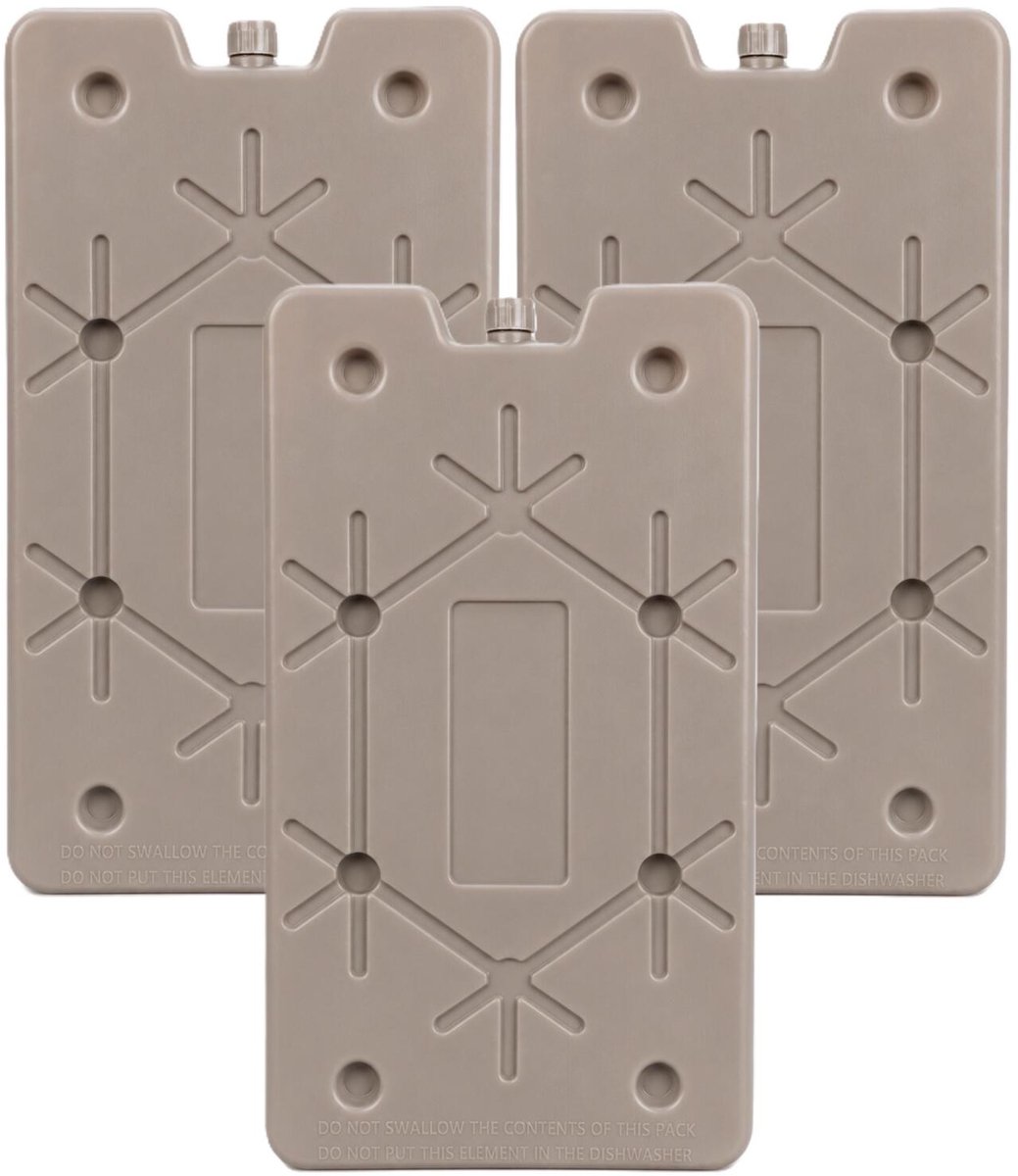 Excellent Houseware Koelelement Ice Pack - 3x - beige - polyethyleen - 350 gr - 24 x 14 x 1.5 cm