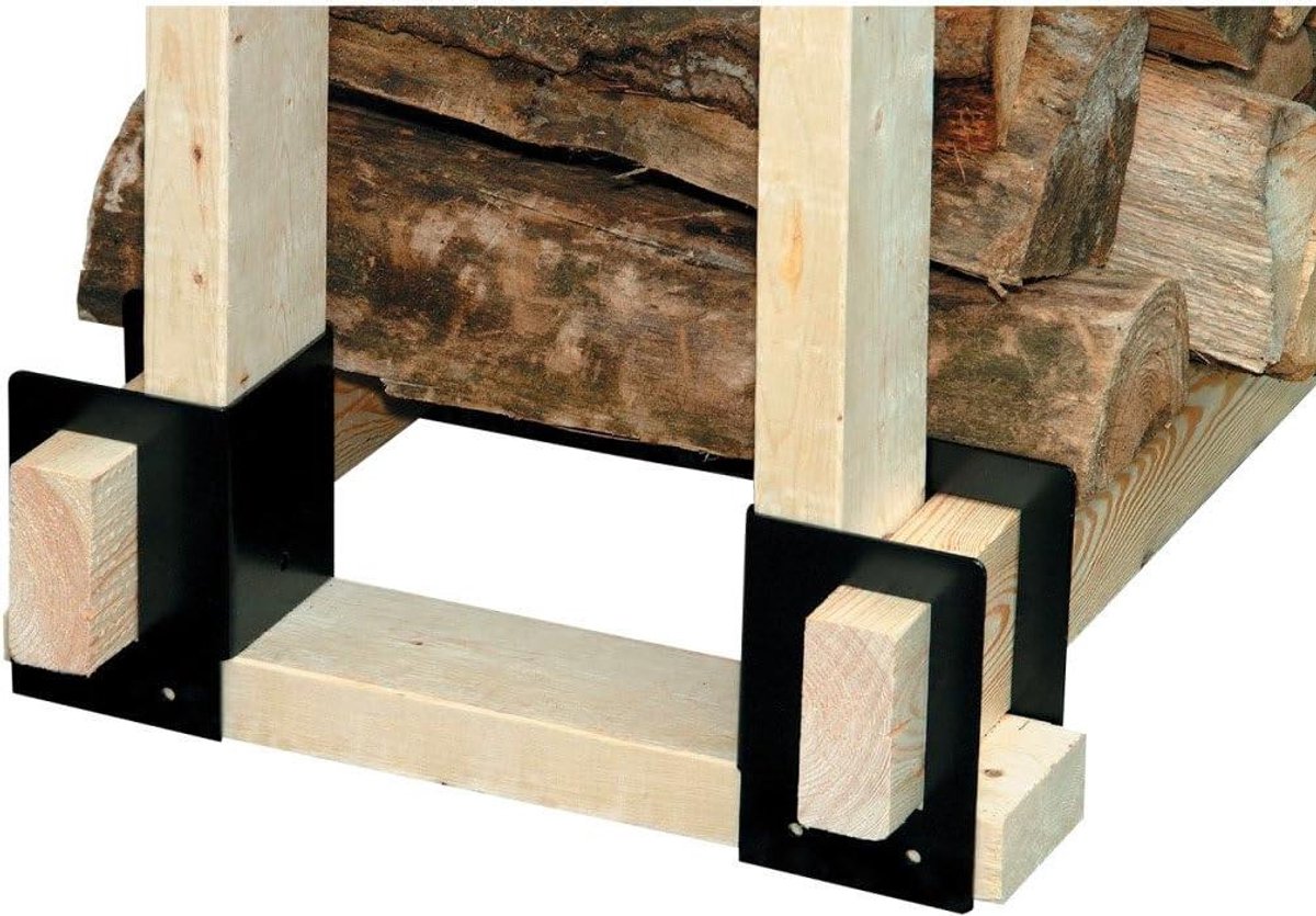 Houthok Beugels - Opslag Steunen - Haardhout Opslag - Vocht Bestendig - 4 Stuks - Zwart