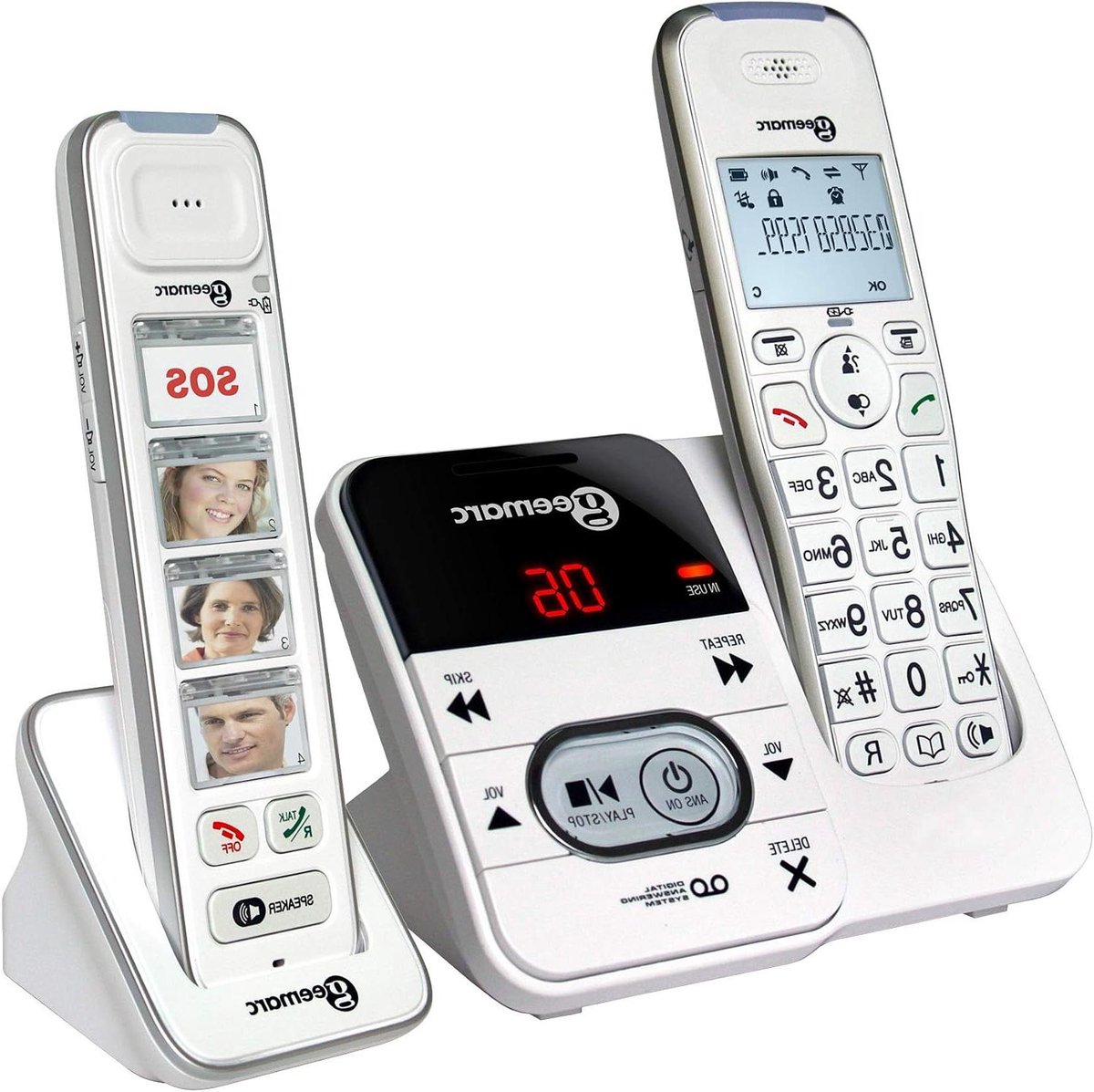 Duo Draadloze Telefoons - Senioren Telefoon - Versterkt Geluid - Extra Grote Fototoetsen - 2 Stuks - Wit