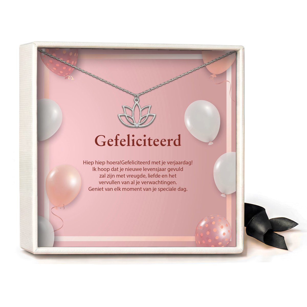 Pera Jewelry - 925 sterling zilveren Lotus ketting - Gefeliciteerd - Collier - Ketting Dames - Ketting met Hanger