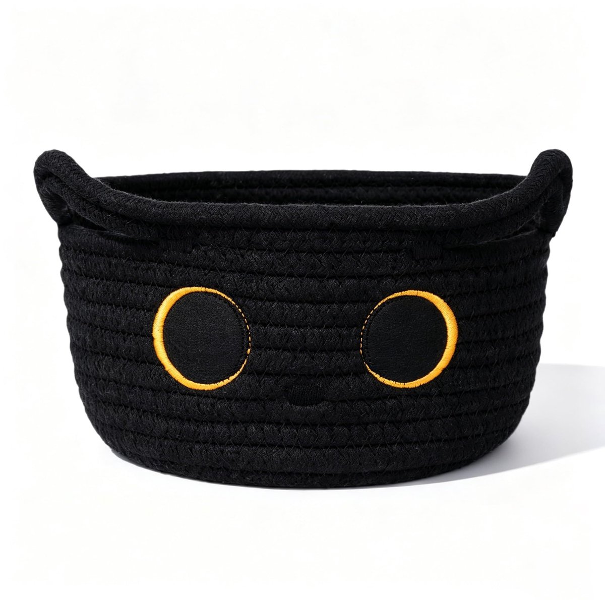 Mand voor kinderen, 21 cm, speelgoedmand, zwart, kattenvorm, opbergmand voor kinderkamer, babymand voor het opbergen van speelgoed, kleine voorwerpen, cosmetica