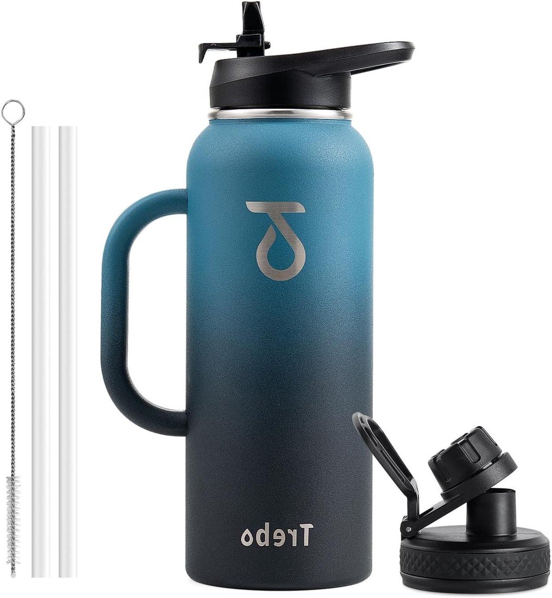 Geïsoleerde Waterfles - Reisfles Mok - Dranken Koel Houden - Dubbelwandige Vacuüm Isolatie - 40 oz - Indigo Zwart
