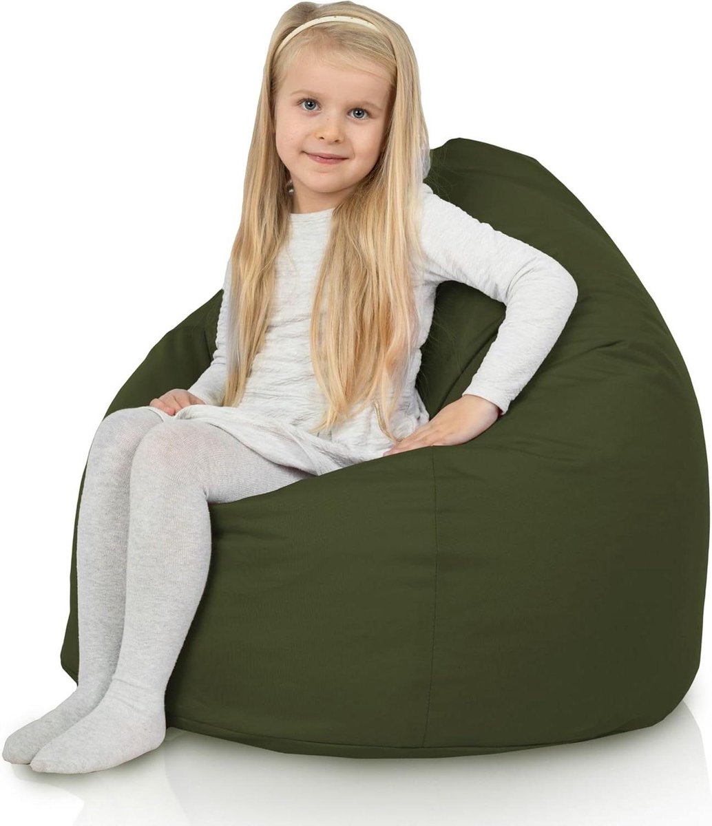 Zitzak Kinderen Buiten - Grote Beanbag - Ultieme Ontspanning - Waterdichte Hoes - 77 x 77 x 90 cm - Donkergroen