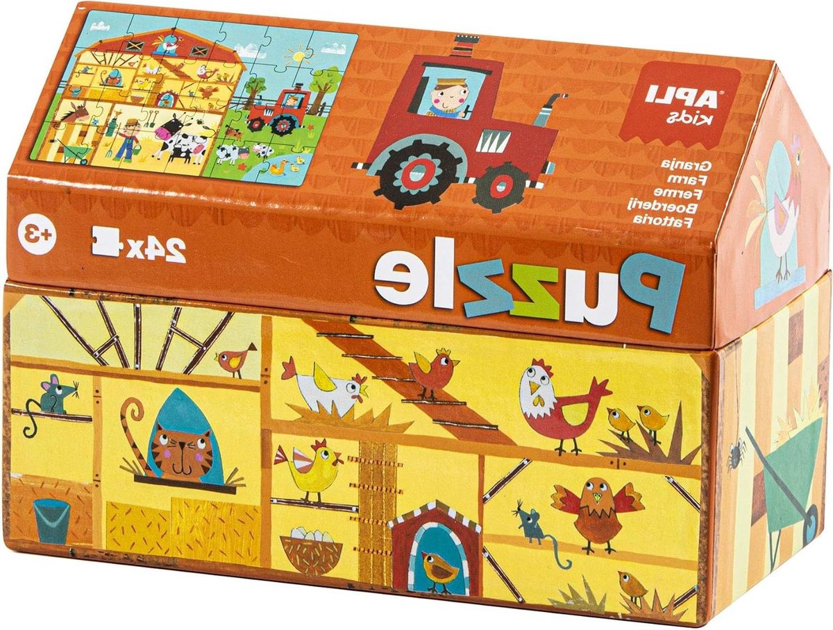 Boerderij Puzzel Huisje - Legpuzzel Kinderen - Ontwikkelen Vaardigheden - Afgeronde Randen - 24 Stuks 7 cm - Multicolor