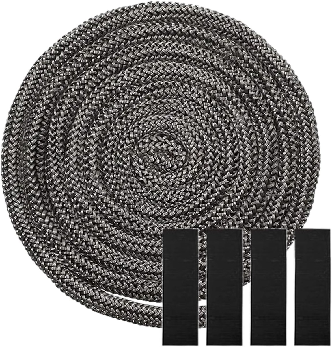 Flat Seal voor Inbouwhaard, 14 mm x 2.5 m, Houtkachel, Oven Deur, Hittebestendig, Zwart