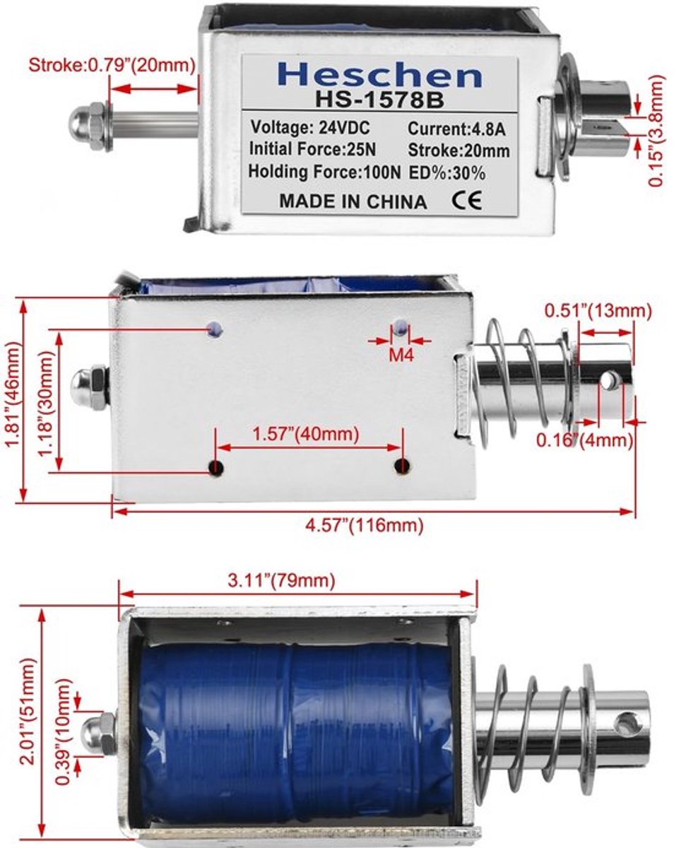 SPHProducts - DC Solenoïde Elektromagneet - Push Pull Type - Lineaire