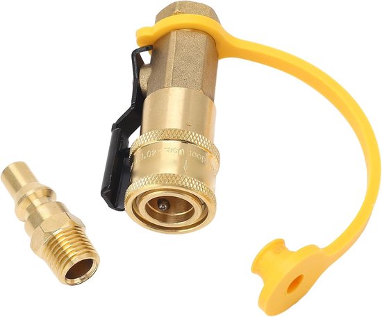 Gas Snelkoppeling Adapter - Propaan Fitting - Gas Aansluiten - Met Afsluitklep - 1/4 Inch NPT - Messing — afbeelding 5