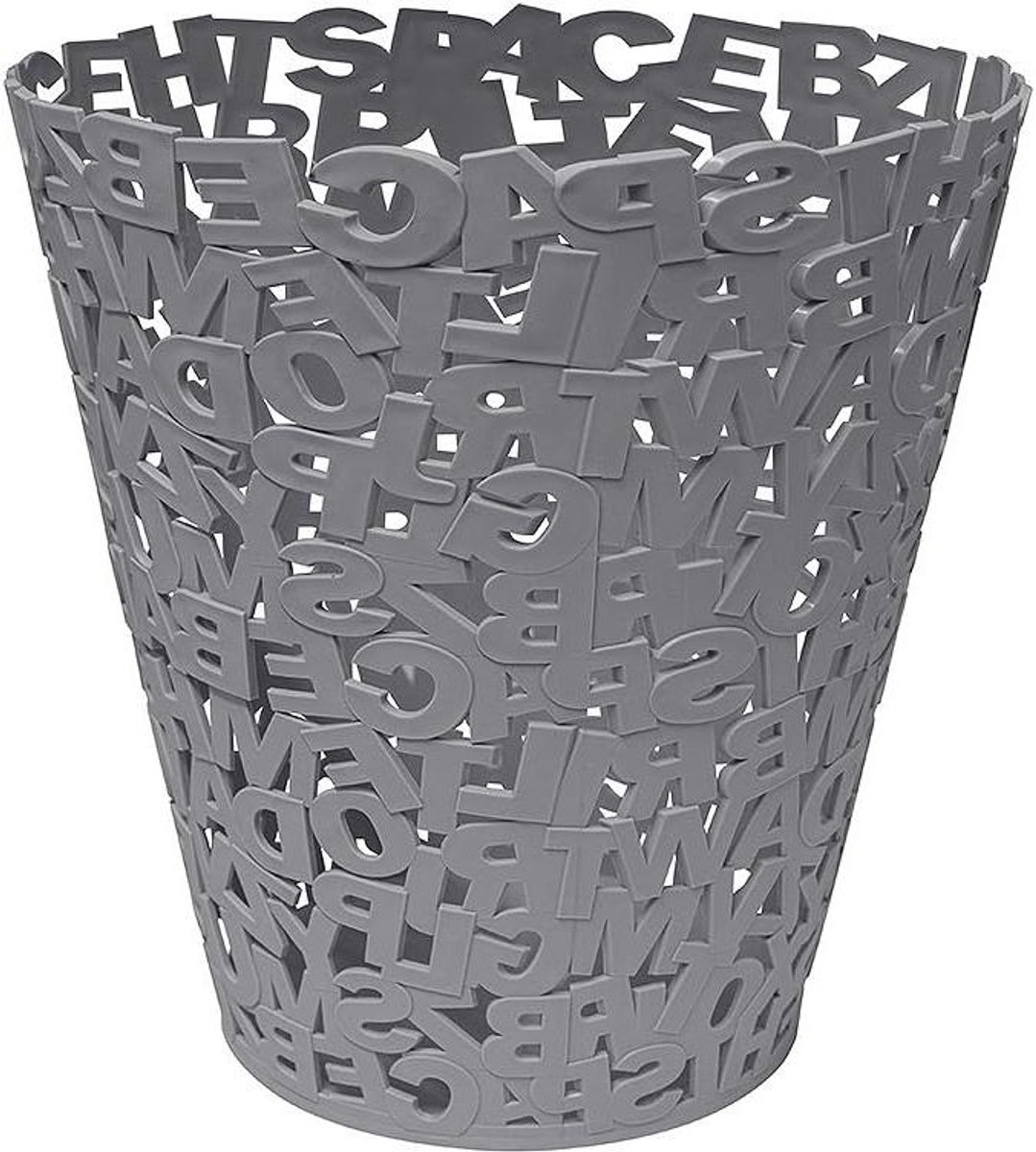 Afvalemmer Letters - Prullenbak Kantoor - Ruimte Decoreren - Origineel Design - 30 cm - Grijs