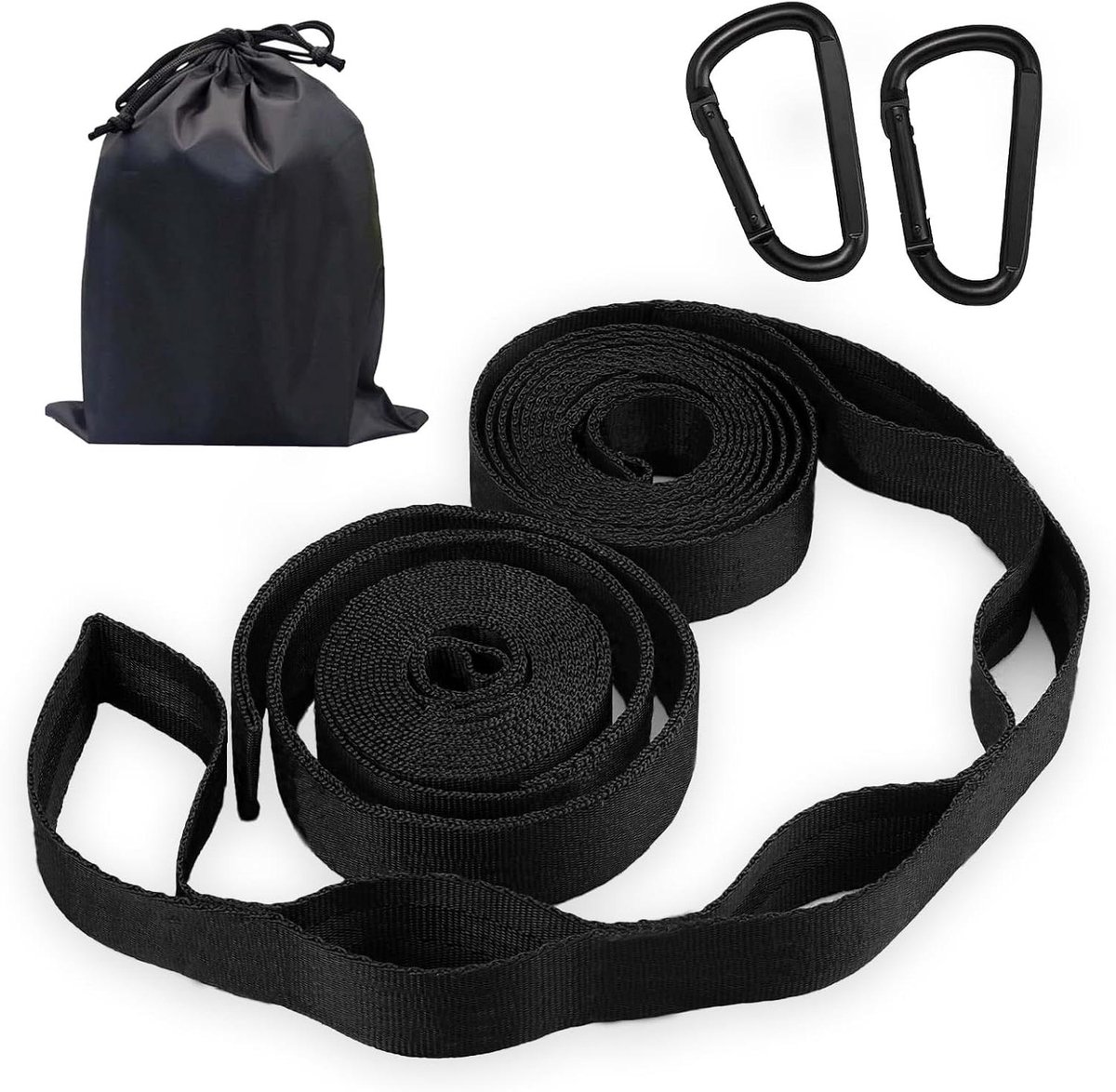 Hangmat Bevestigingsset - Ophangriemen Hangmat - Buiten Ontspannen - 500 kg Draagkracht - 2 Meter Lengte - Zwart