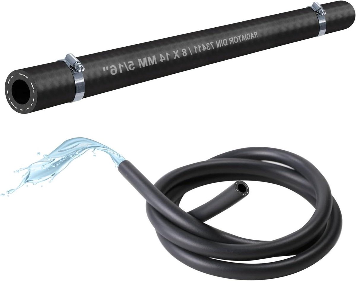 EPDM Rubberen Slang - Koelslang Waterslang - Motor Koelen - Hittebestendig - 8 x 14 mm - Zwart