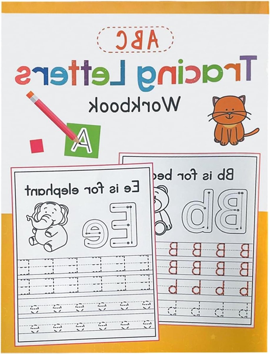 Oefenboek Kinderen - Schrijftraining Notitieboek - Letters Leren - Interactieve Schildertaken - A4 Formaat - Rood