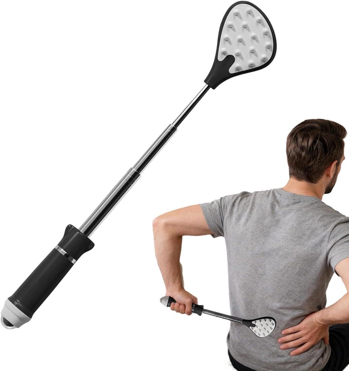 Telescopische Rugkrabber - Uitschuifbaar Krabgereedschap - Verlichting van Jeuk - Magnetische Massagekoppen - 27 cm - null