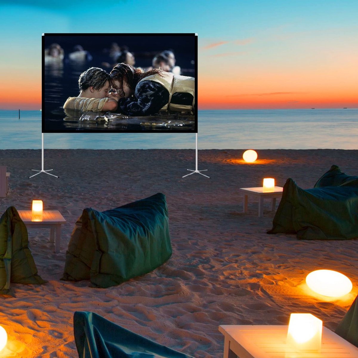 SnelShoppen - Projectorscherm 100" Draagbaar Buitenprojectiescherm 16:9 4K HD Filmprojectiescherm met Draagtas voor Thuisbioscoop, Filmnacht, Camping,