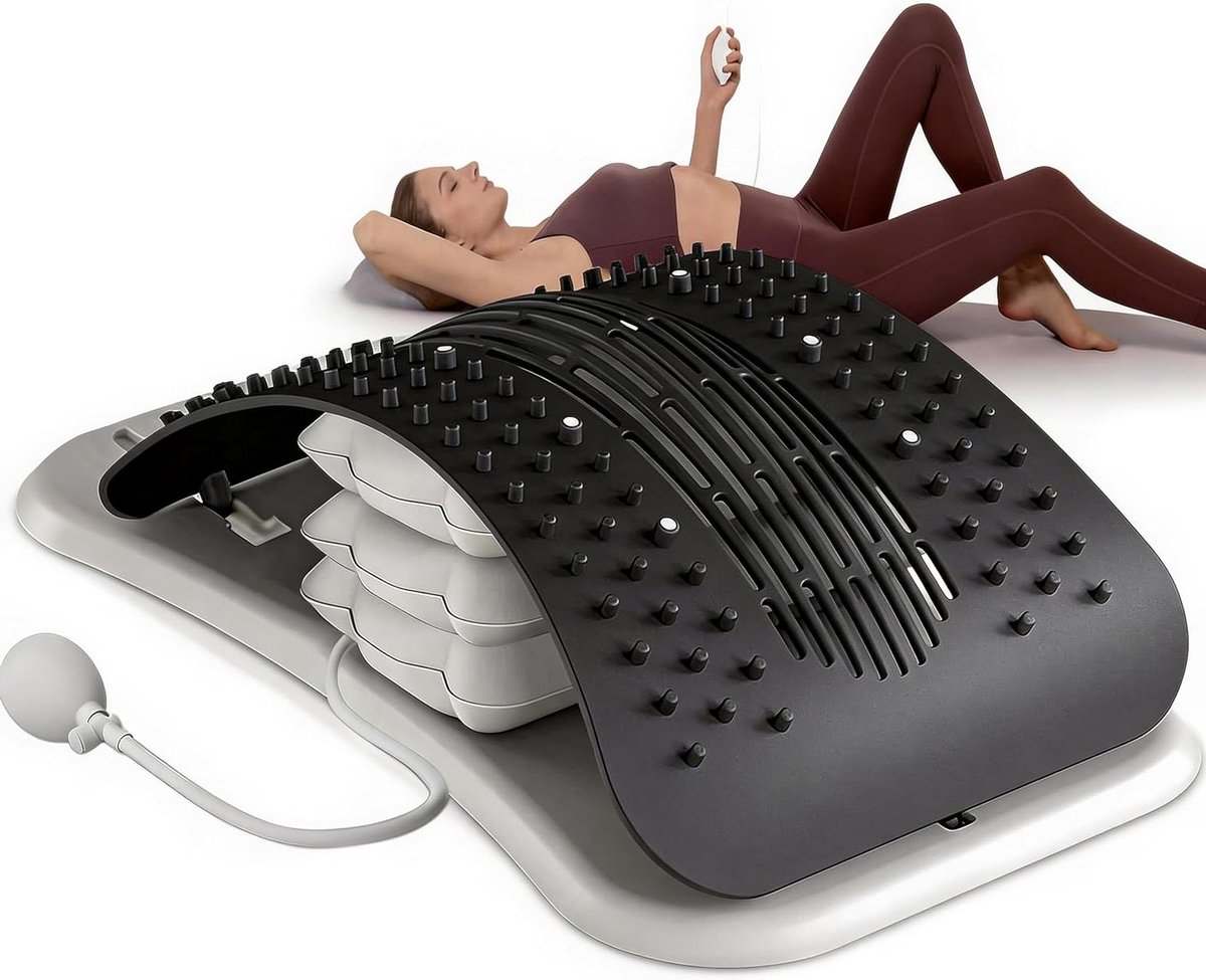Ruggen stretcher - Rug massager rug trainer - Rug ontspannen - Met luchtkussen - 37 cm - Wit