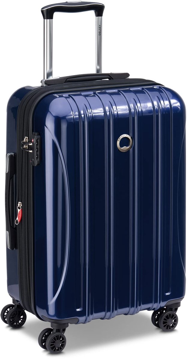 SnelShoppen - Harde Koffer S - Delsey Paris Helium Aero - 4 Dubbele Wielen - 55 x 35 x 24 cm - Blauw - Reis Koffer voor Vakantie, Weekendtrips en Zake