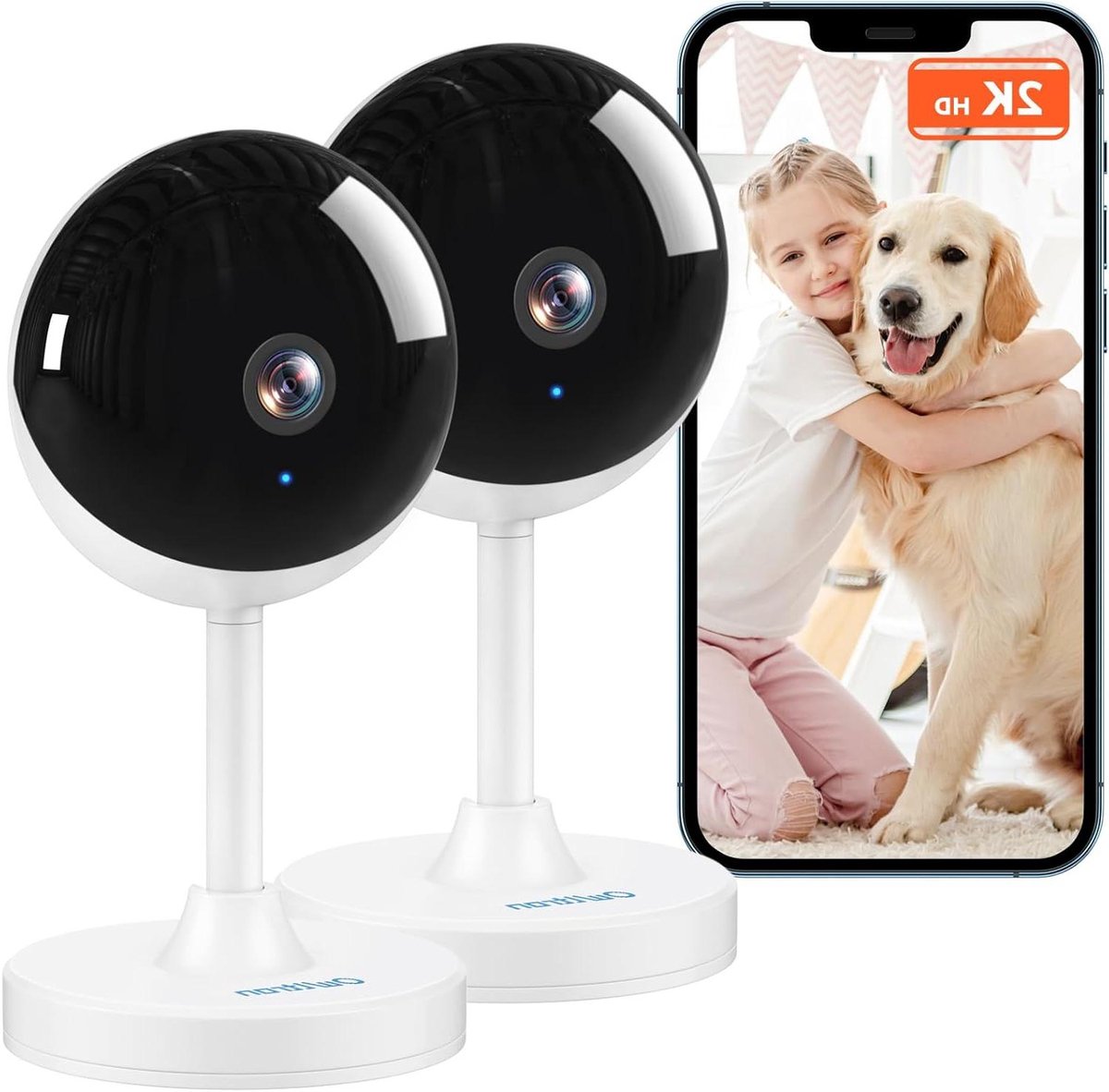 Beveiligingscamera Binnen - Babyfoon Camera Huisdiercamera - Huisbewaking - Ultra HD 2K Resolutie - 13 x 67 x 134 cm