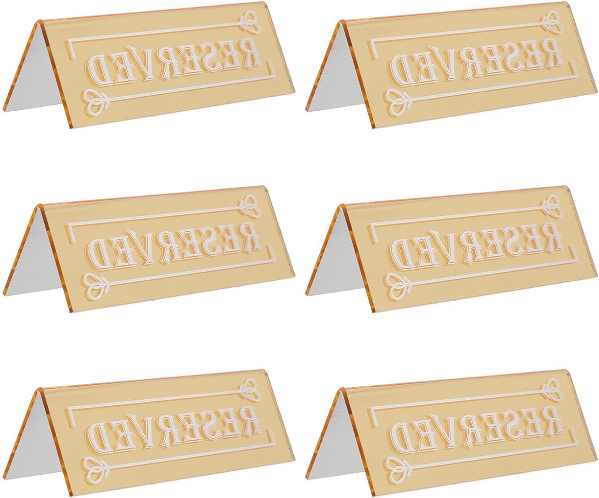 Gereserveerde Tafelborden - Tafelkaartjes Reservering - Evenementen Organiseren - Dubbelzijdig Goudkleurig - 15 x 5 cm - Goud