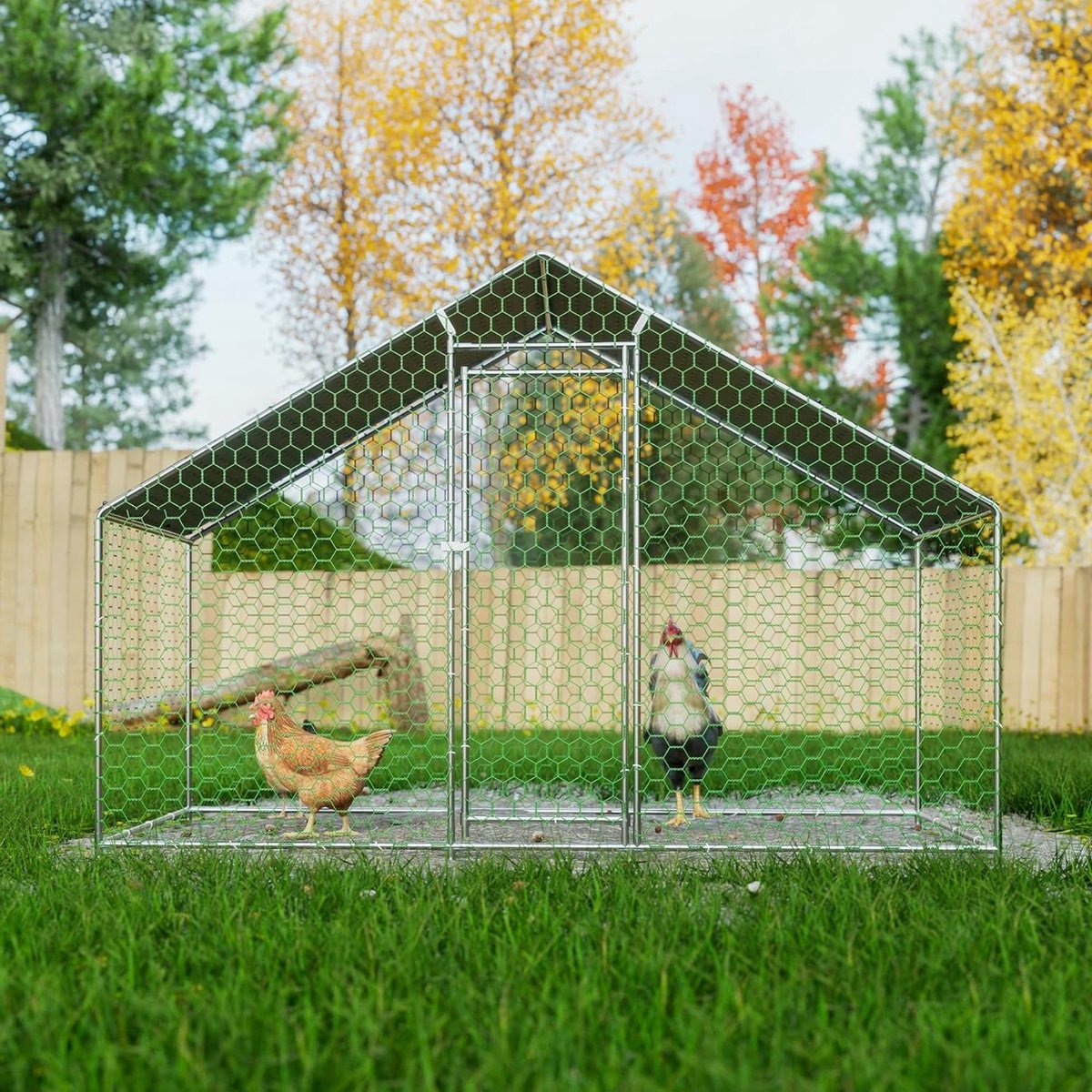 Dierenverblijf Buiten - Dierenren - Kleine dieren - Veiligheidsslot - 3 x 1.5 x 2 m - Zilver