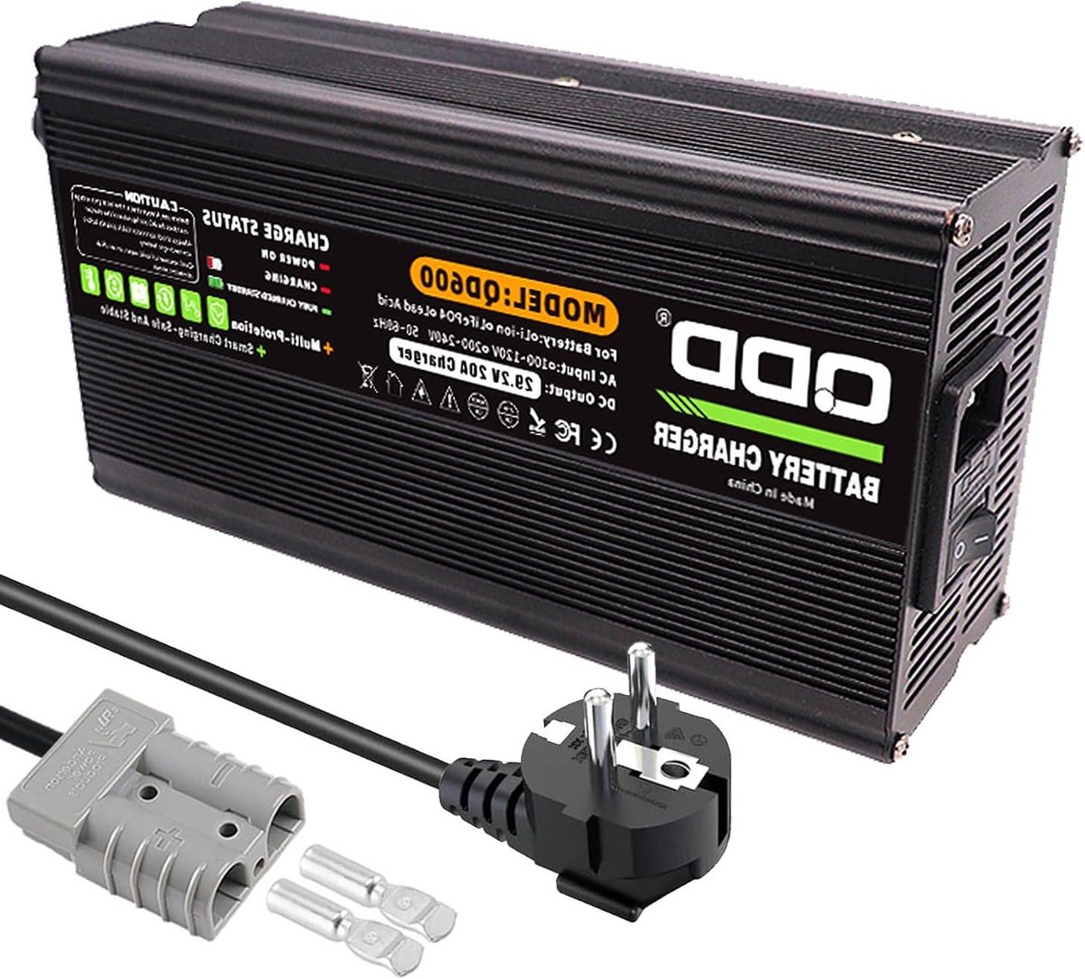LiFePO4 Acculader - Batterijlader Oplader - Accu Opladen - Intelligente 3-traps Laadmodus - 292V 20A - Zwart