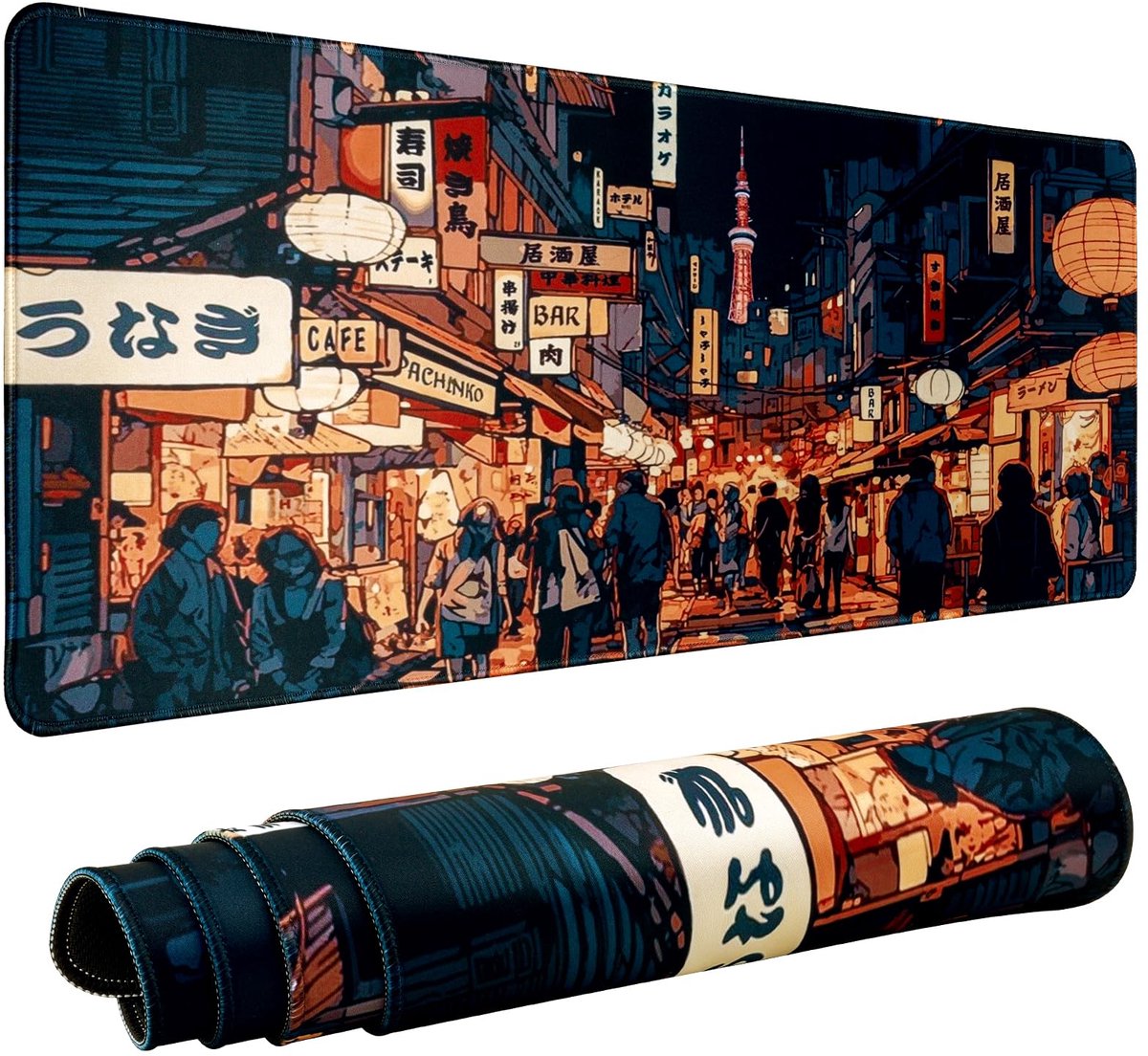 SnelShoppen - Grote muismat gaming muismat 80 x 30 cm bureaumat bureauonderlegger antislip rubberen basis waterdicht oppervlak duurzame gestikte rande